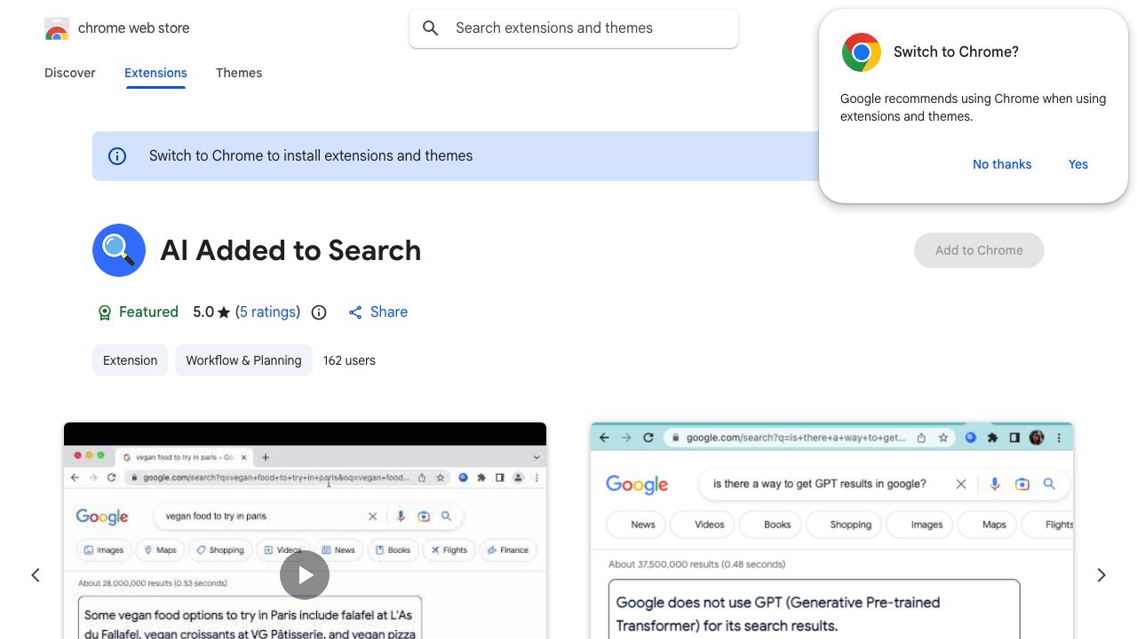 AI Added to Search 网站截图