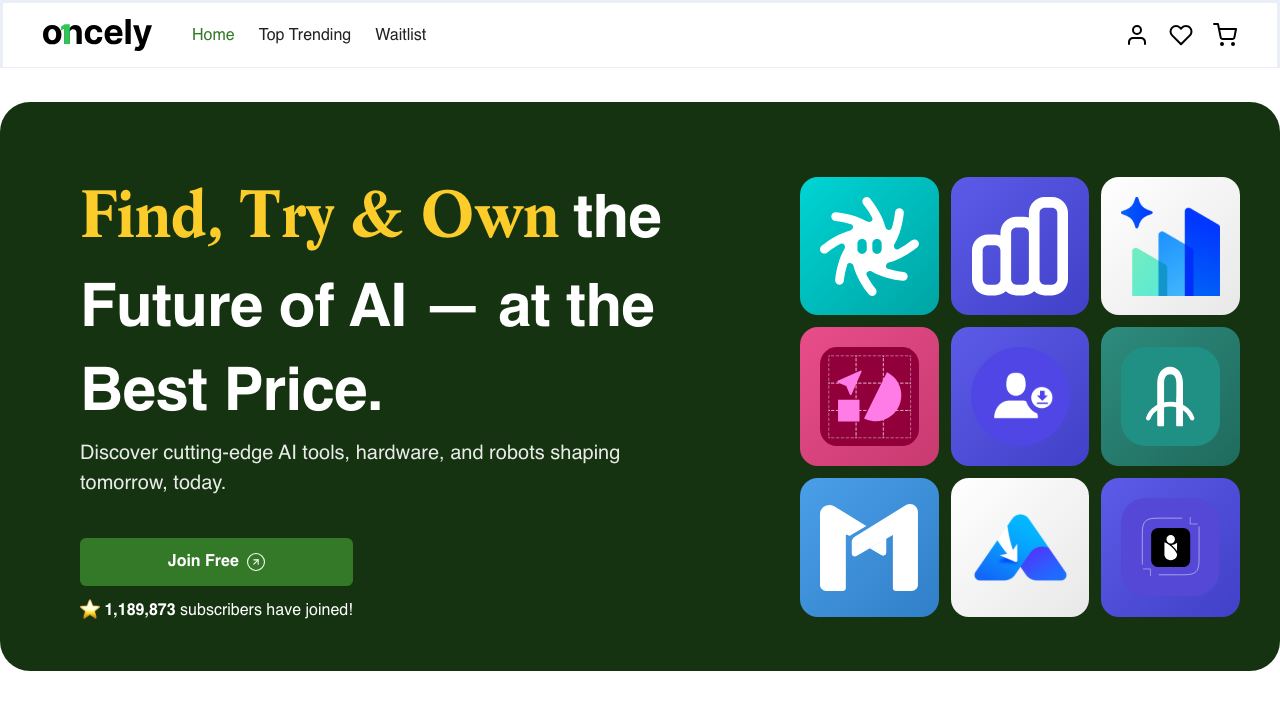Oncely Giveaway website screenshot