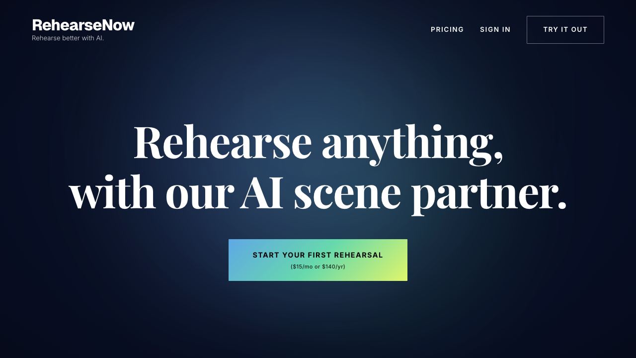 RehearseNow website screenshot