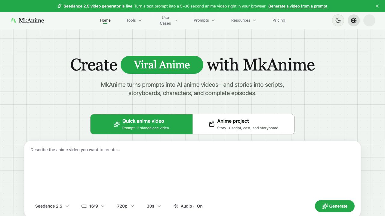 MkAnime website screenshot