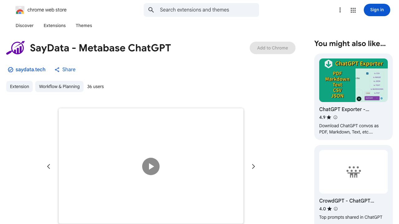 SayData - Metabase ChatGPT 网站截图