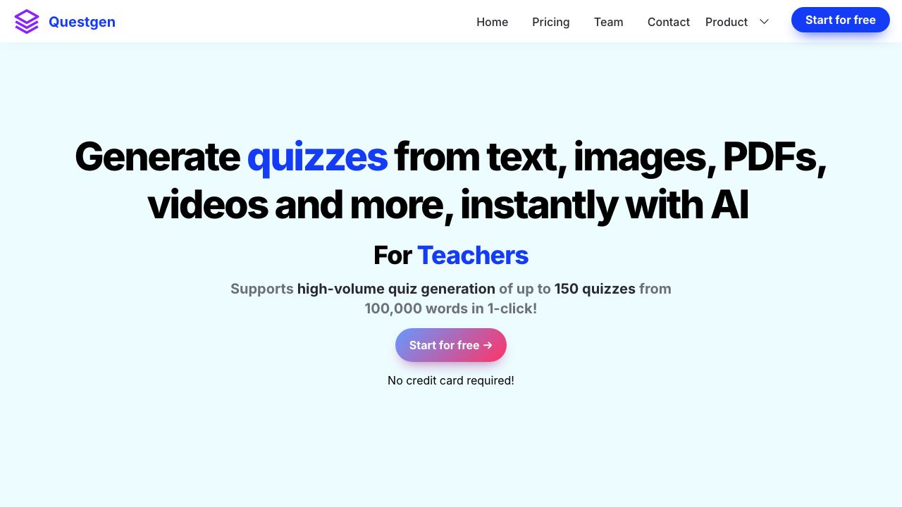 Questgen.ai website screenshot