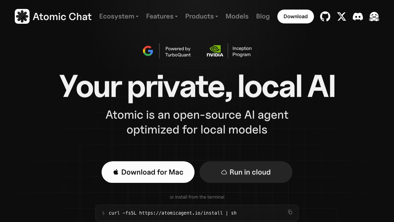 Atomic Chat website screenshot