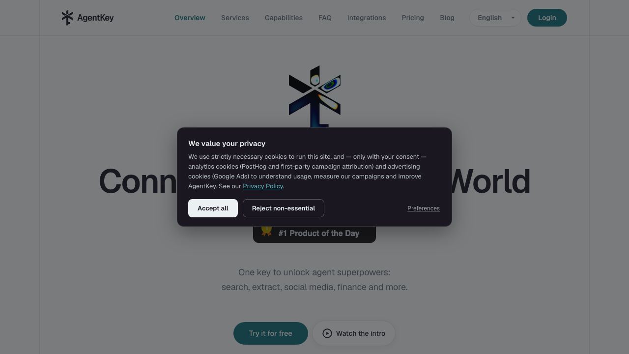 AgentKey 网站截图