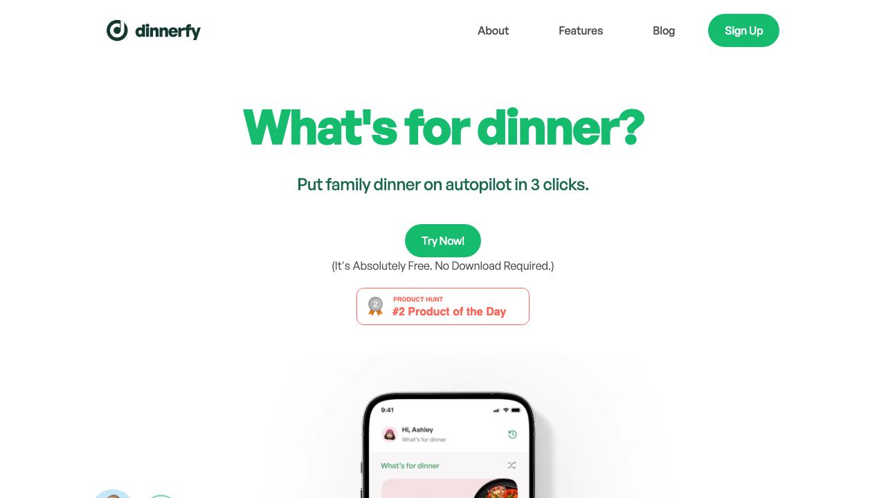 Dinnerfy 网站截图