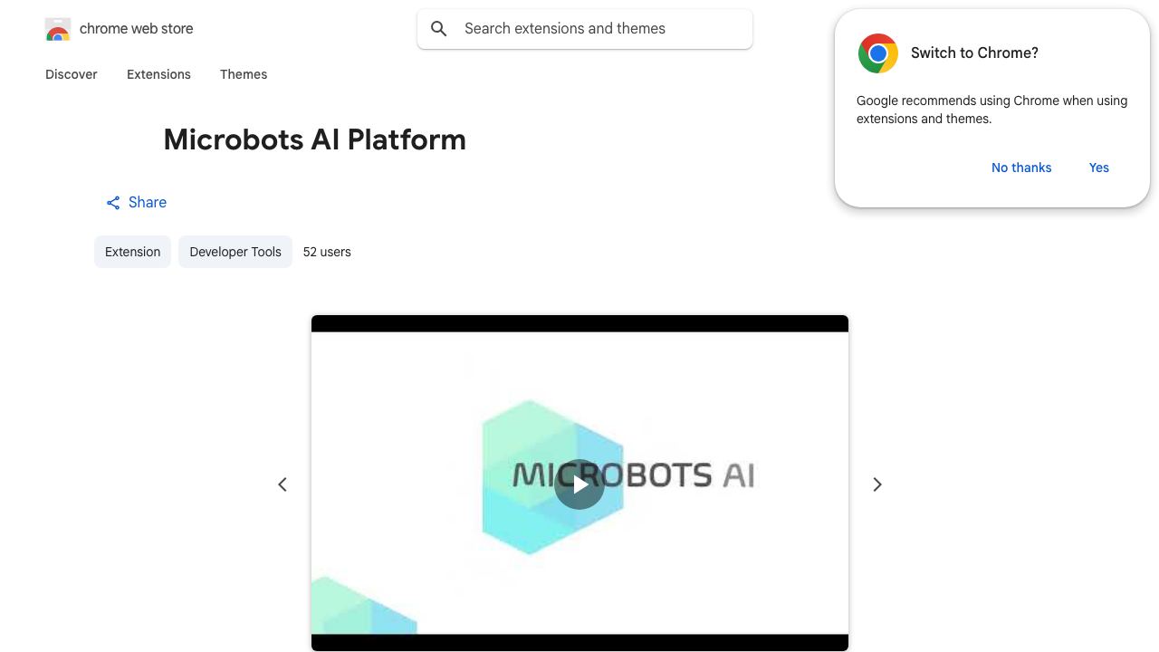 Microbots AI Platform website screenshot