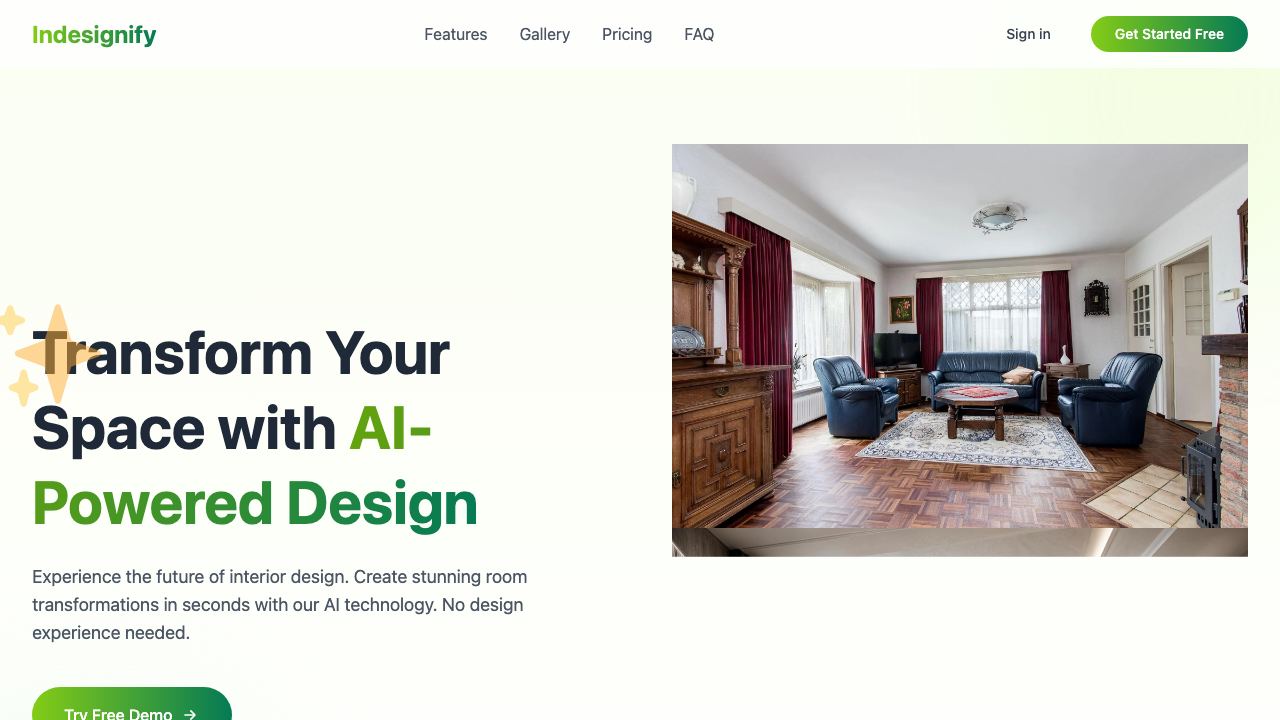 Indesignify website screenshot