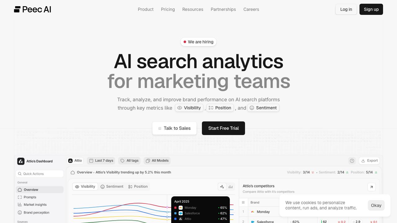 Peec AI 网站截图