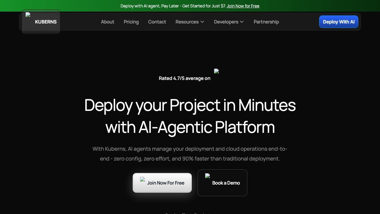 Kuberns website screenshot