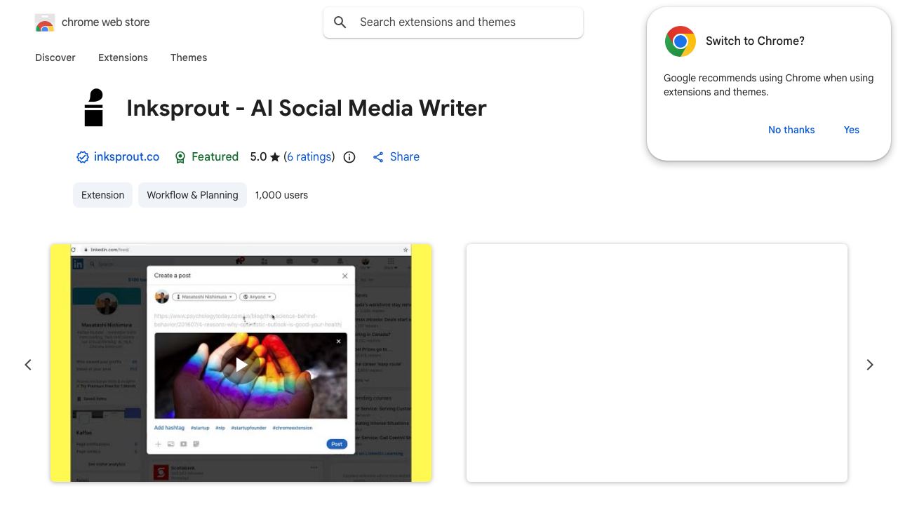 Inksprout - AI Social Media Writer 网站截图