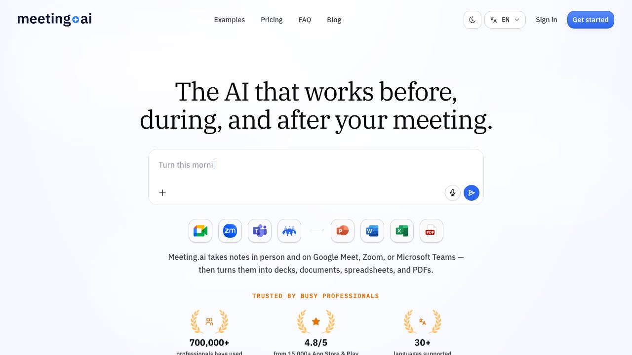 Meeting.ai website screenshot