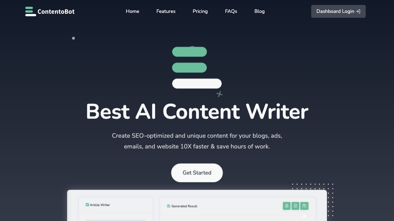 ContentoBot 网站截图