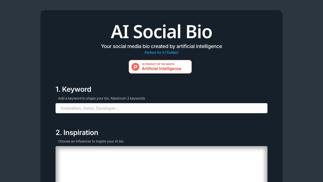 AI Social Bio 网站截图