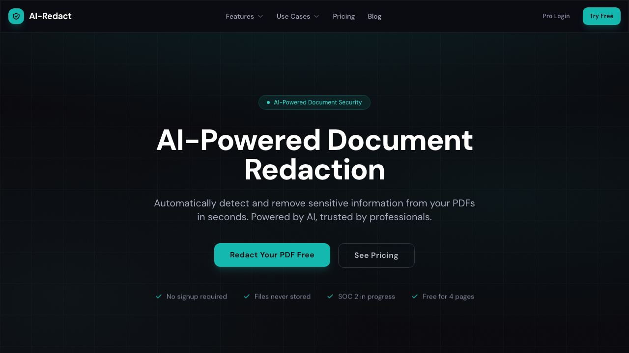 AI PDF redaction tool App 网站截图