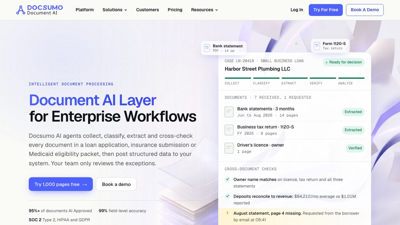 Docsumo website screenshot