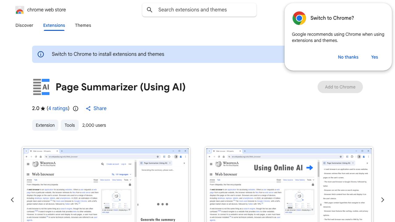Page Summarizer (Using AI) 网站截图