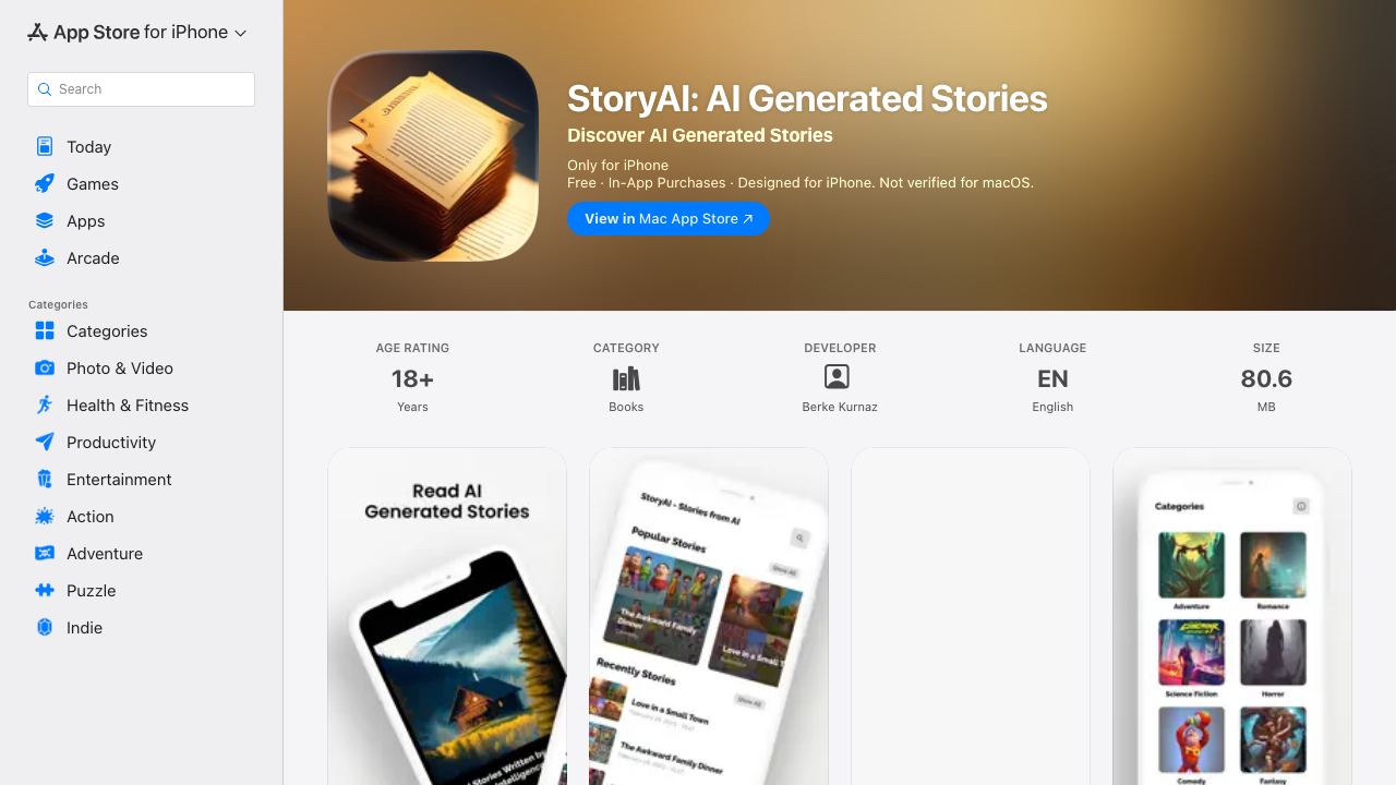 StoryAI 网站截图