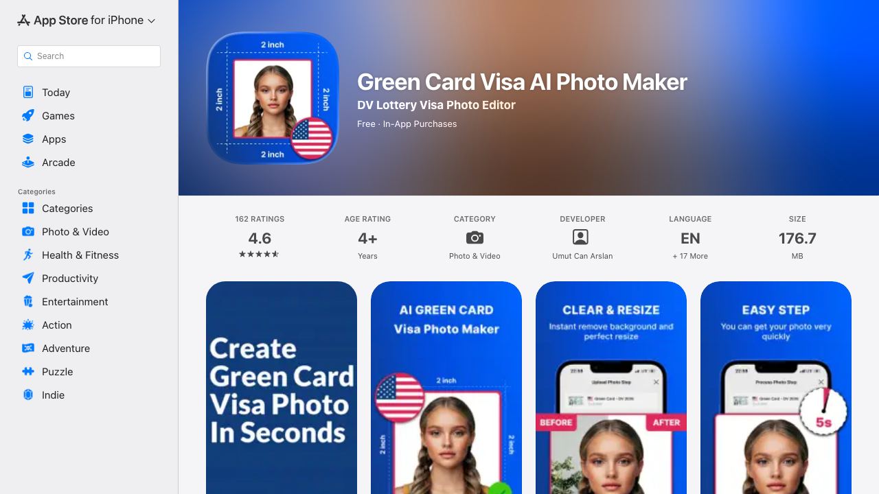 Green Card Visa AI Photo Maker 网站截图