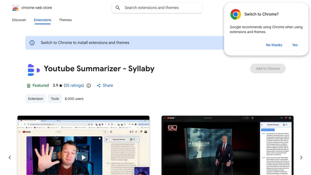 YouTube Summarizer 网站截图