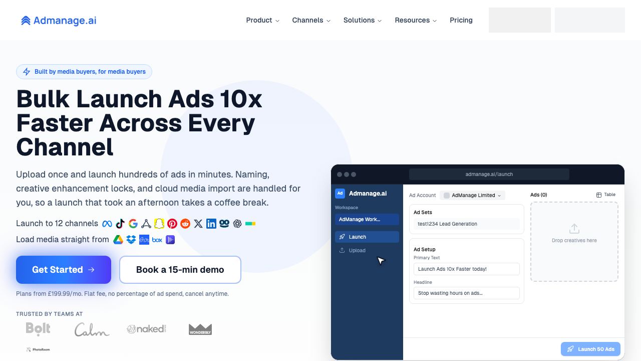 AdManage.ai 网站截图