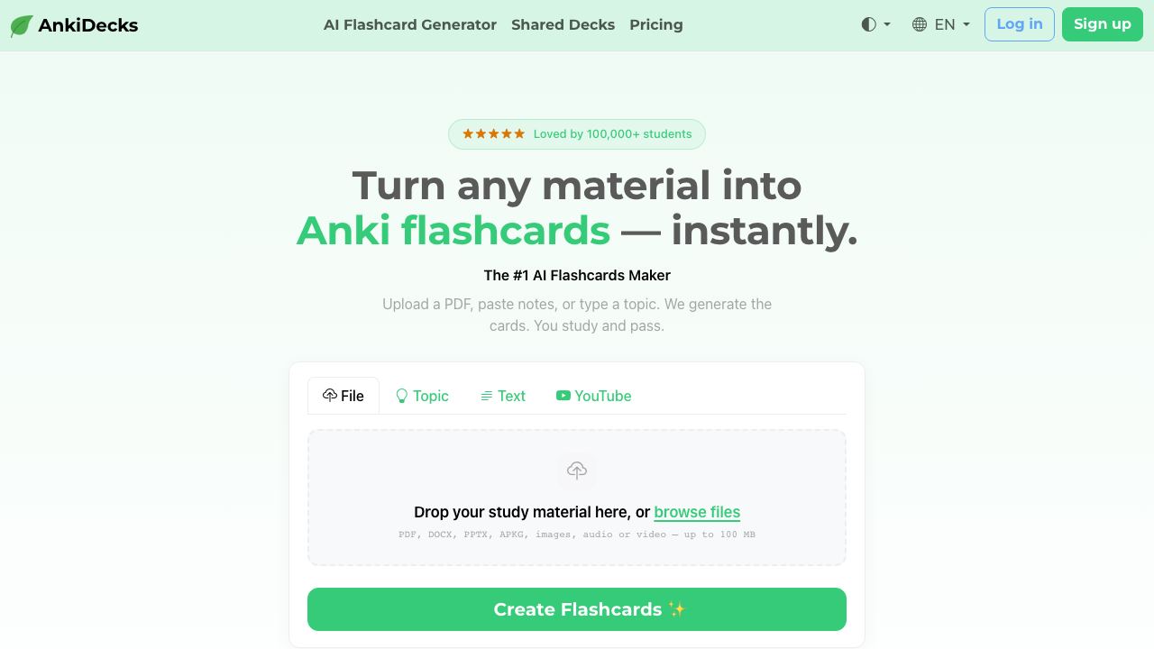 anki-decks.com 网站截图