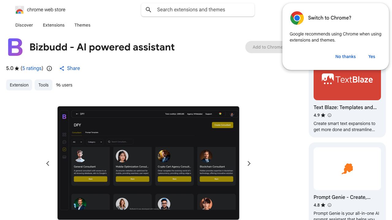 Bizbudd - AI powered assistant 网站截图