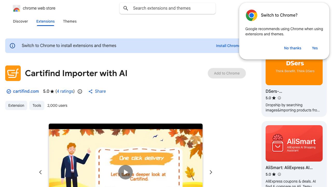 Cartifind Importer 网站截图