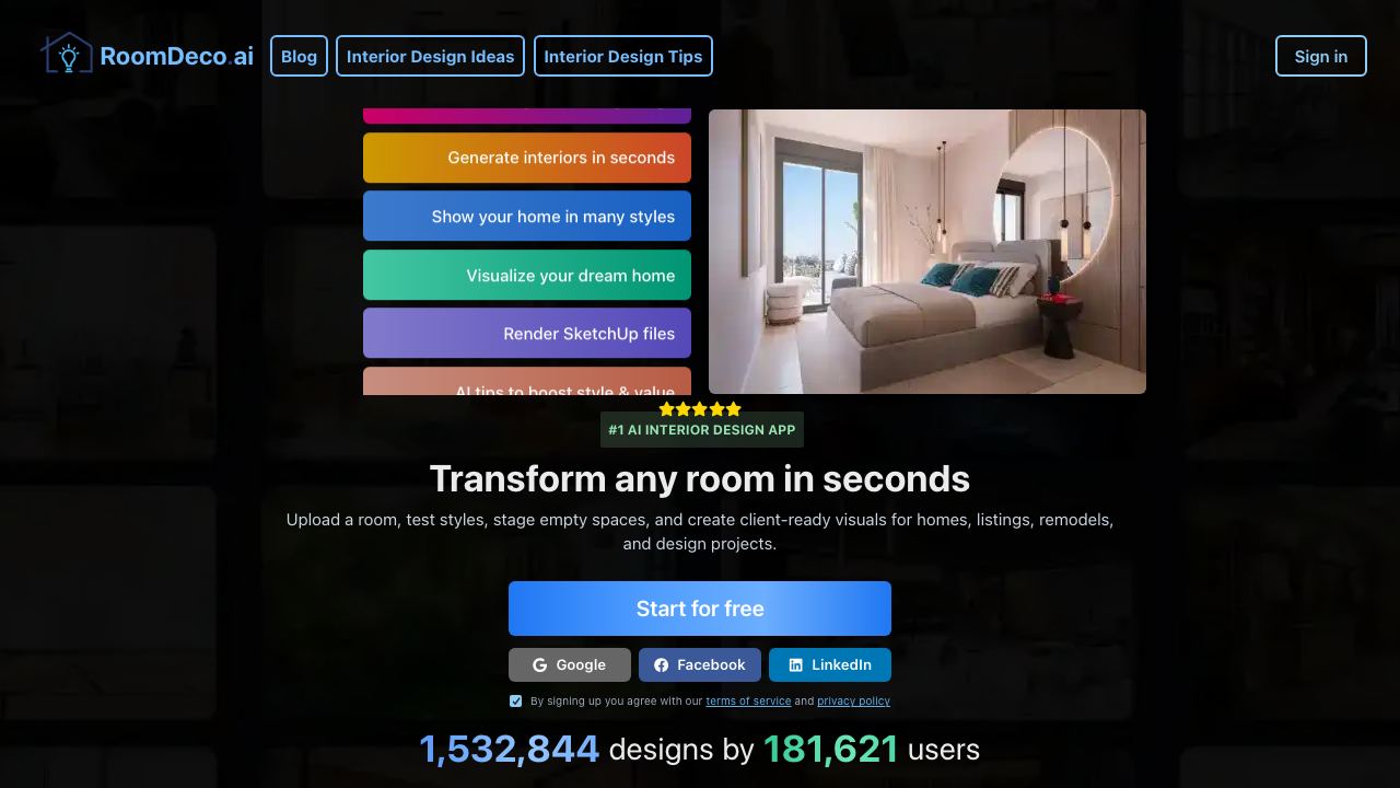 RoomDeco AI website screenshot