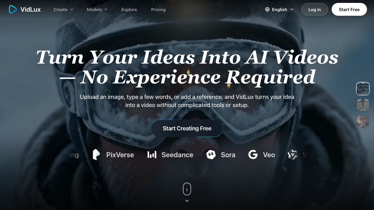 VidLux AI 网站截图