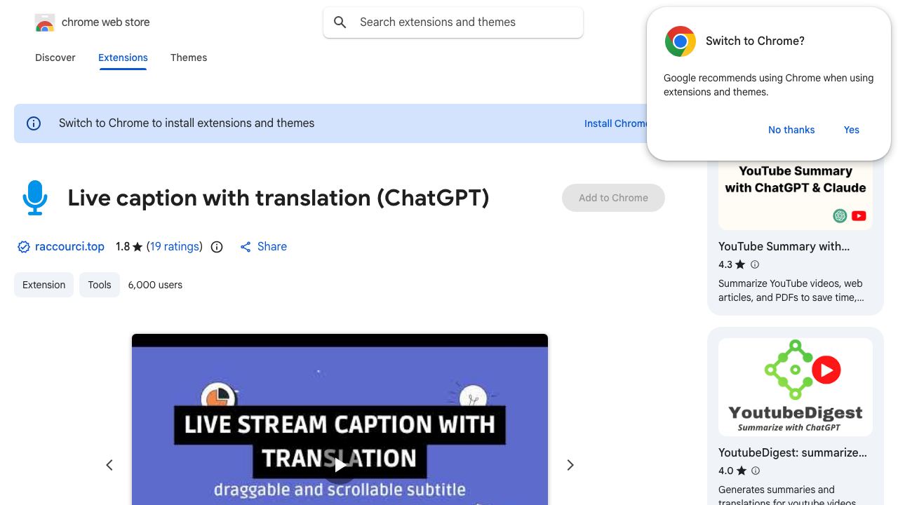 Live subtitle with translation (Free usage weekly) 网站截图