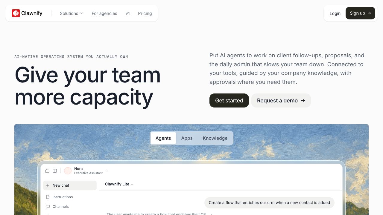 Clawnify website screenshot