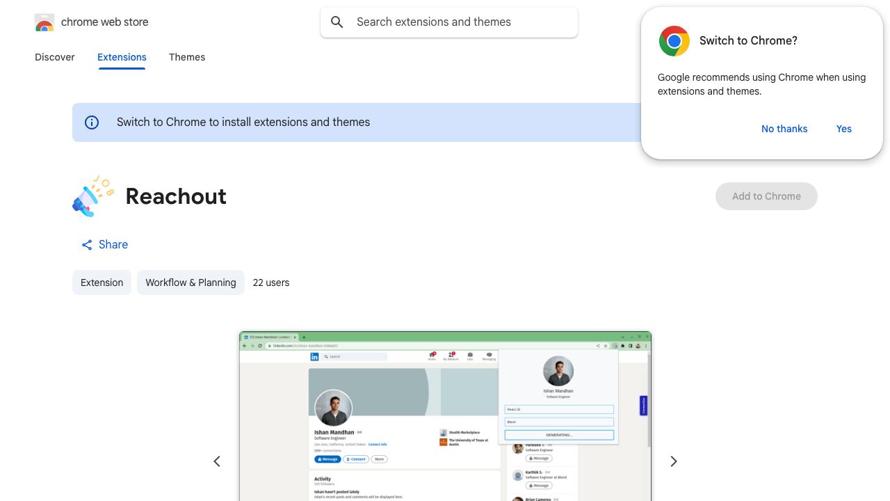 Reachout website screenshot