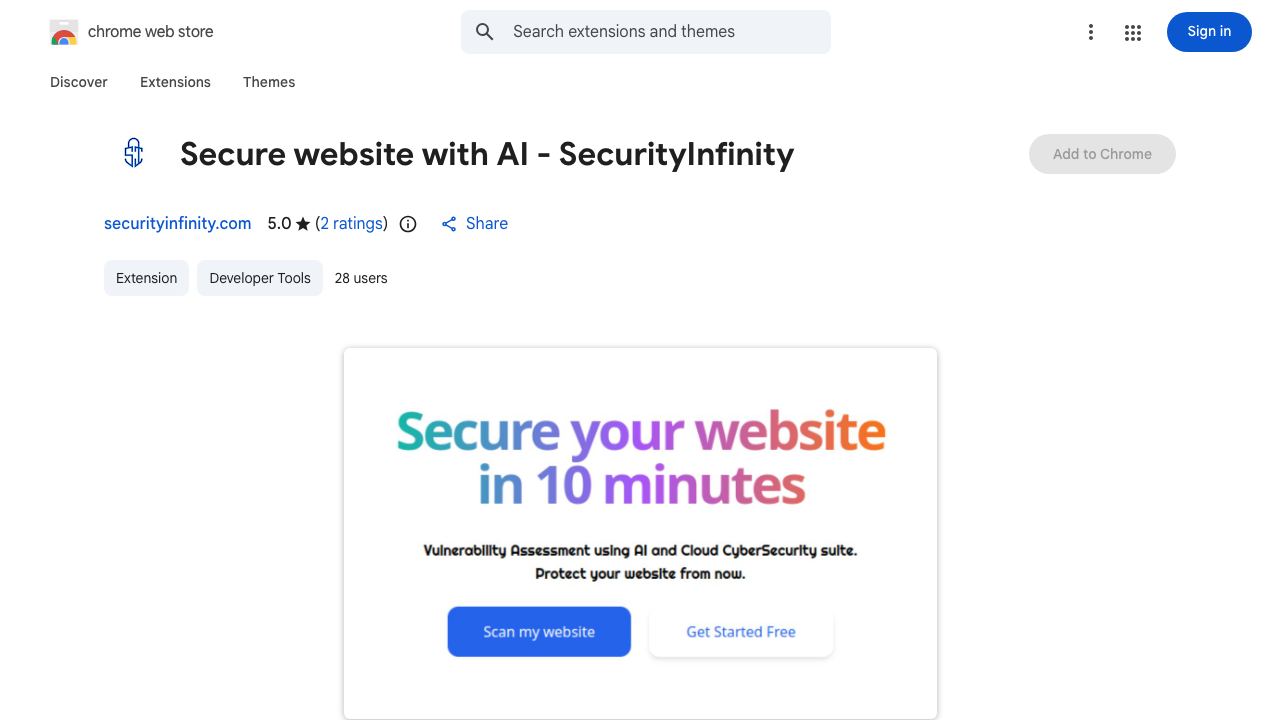 Secure website with AI - SecurityInfinity 网站截图
