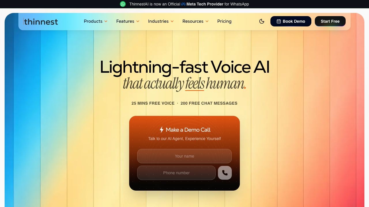 Thinnest AI website screenshot