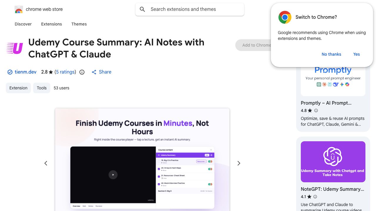 Udemy Summary: Harness the Power of ChatGPT website screenshot