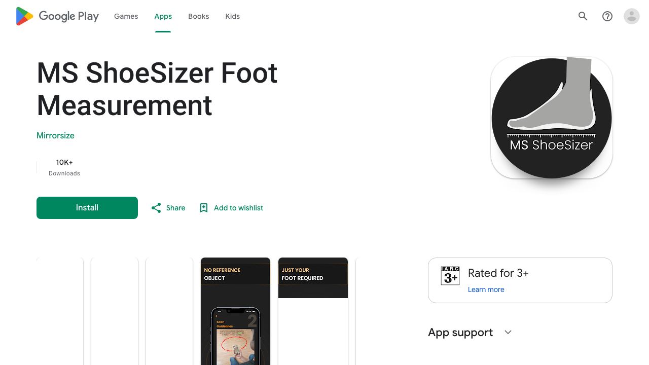 MS ShoeSizer 网站截图