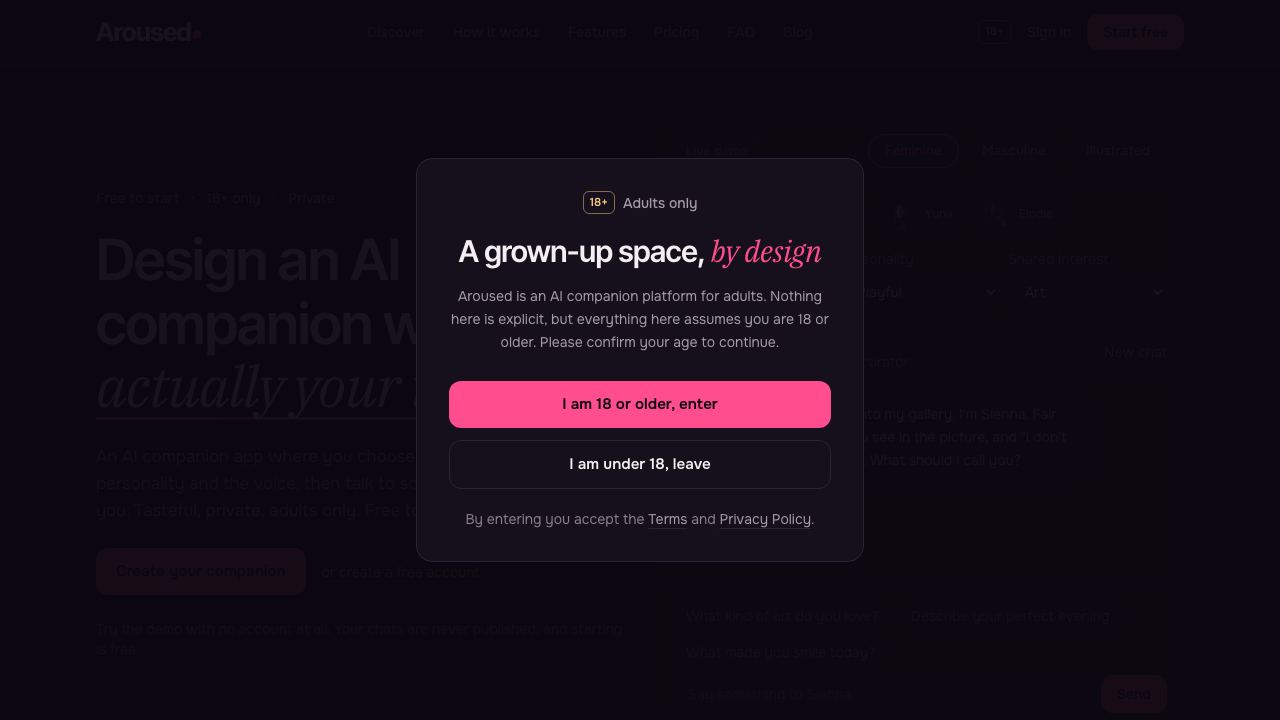 Aroused.AI website screenshot