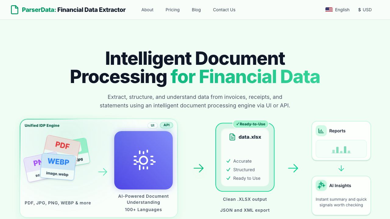 Parserdata website screenshot