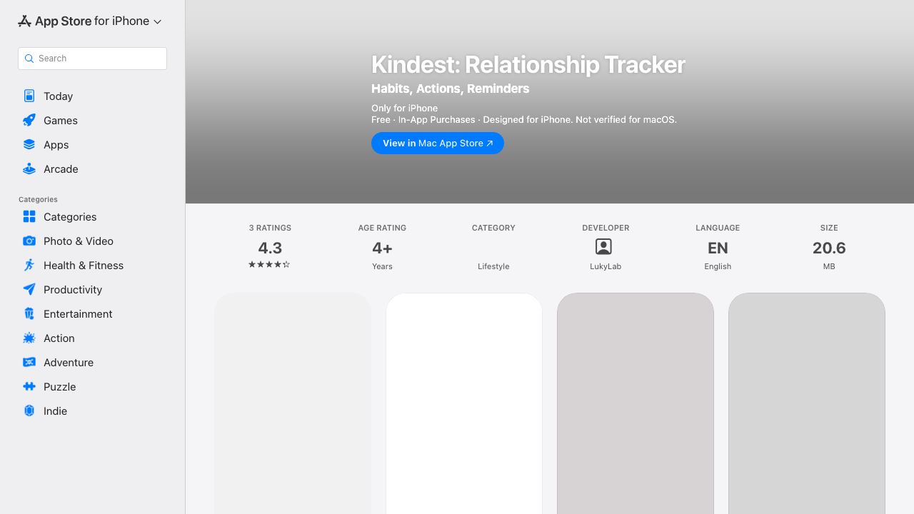 Kindest website screenshot