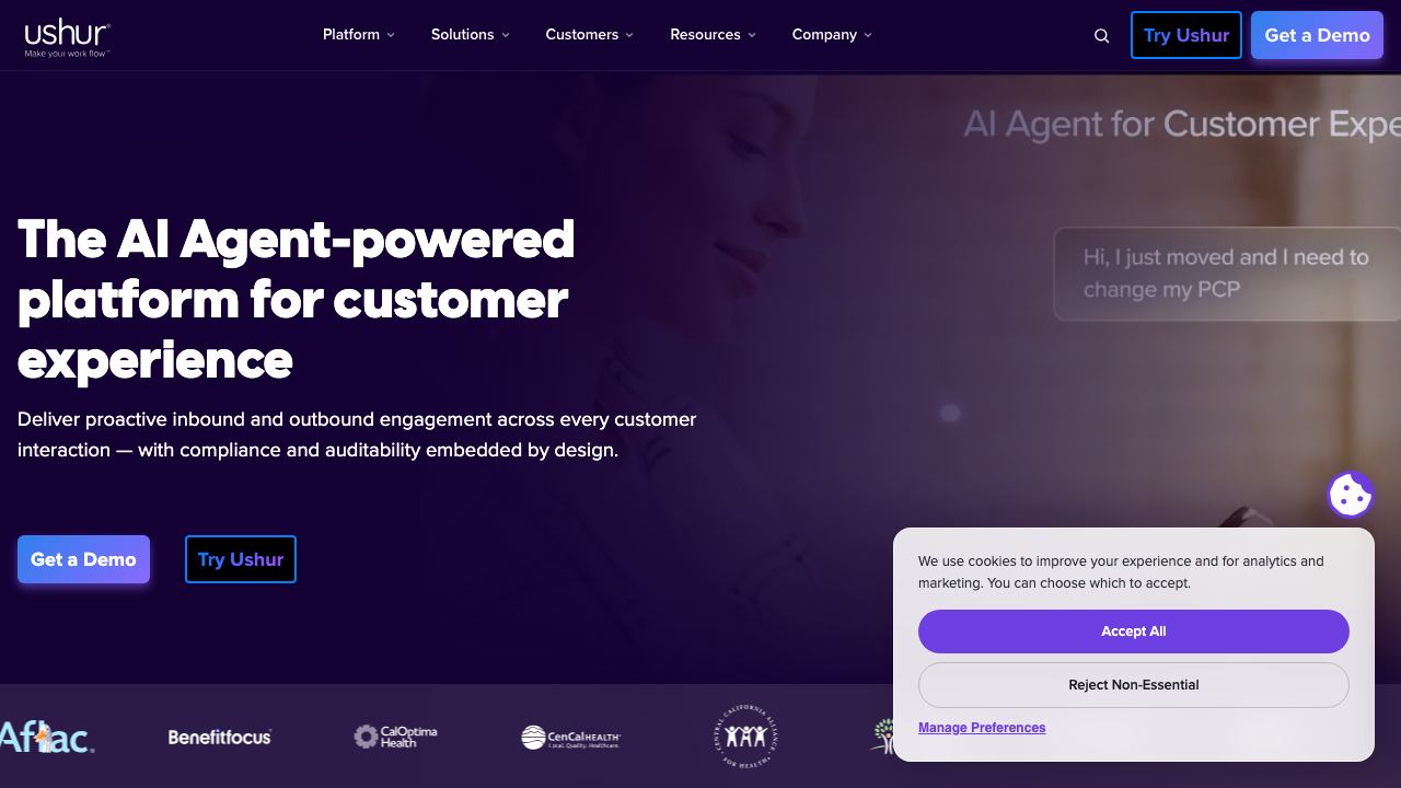 Ushur website screenshot