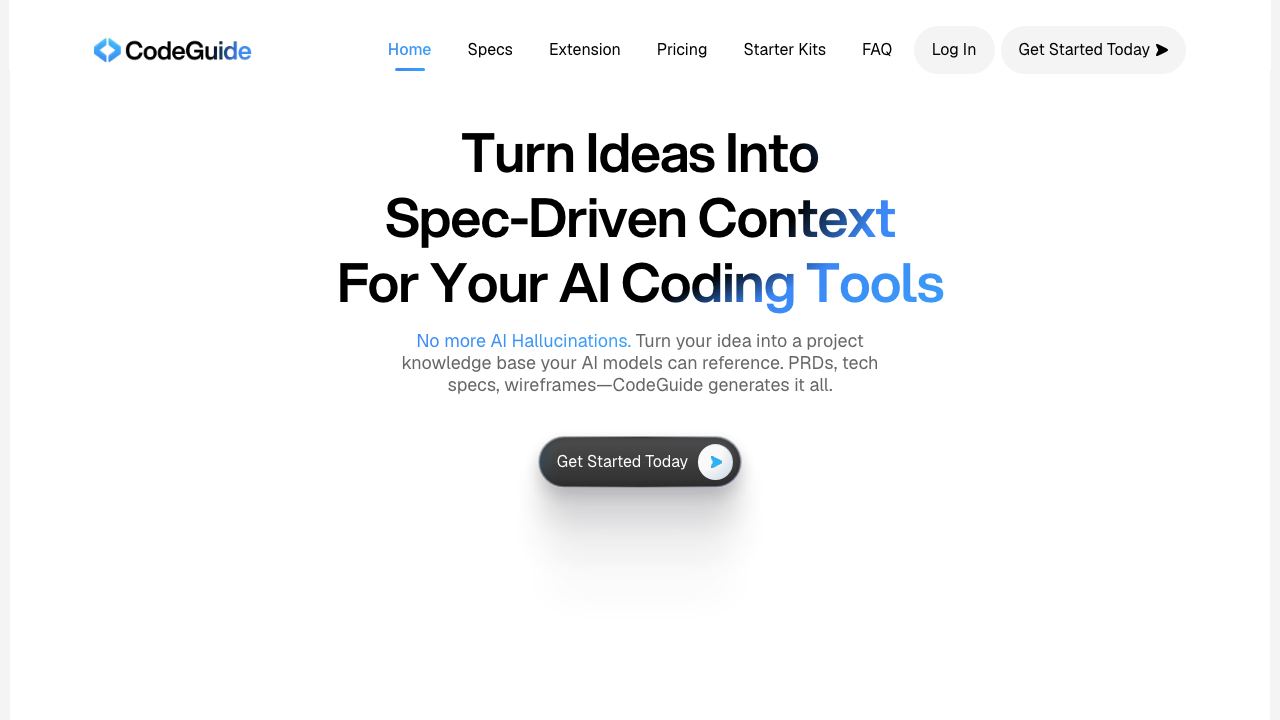 CodeGuide website screenshot