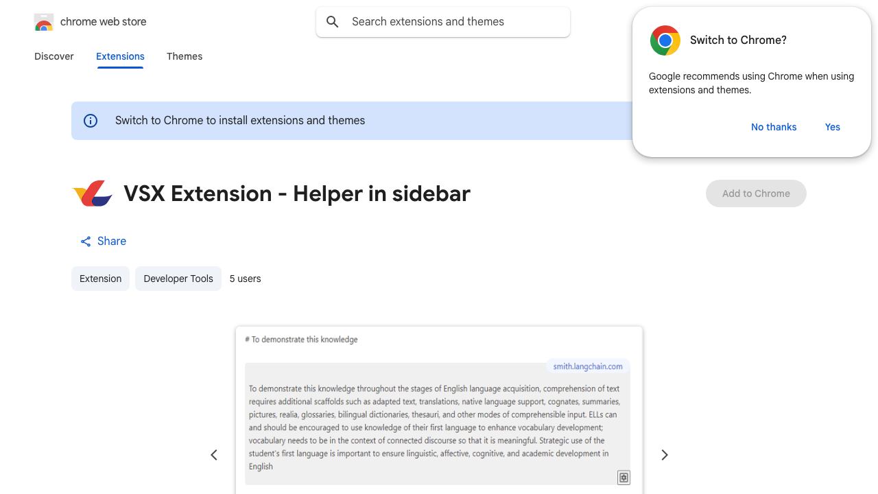 VSX Extension - Helper in sidebar 网站截图