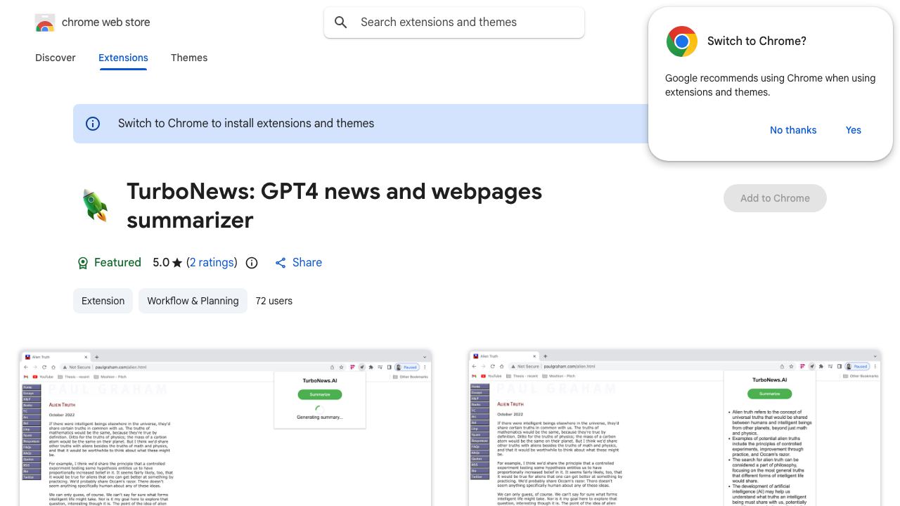 TurboNews: GPT4 news and webpages summarizer 网站截图