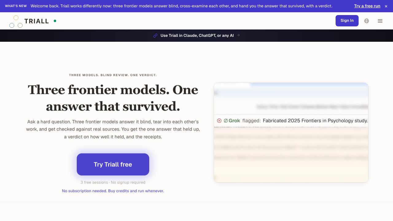 Triall website screenshot