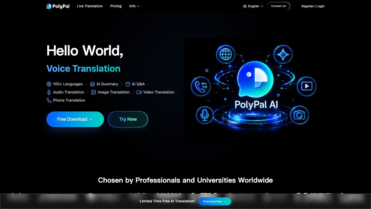 PolyPal Live Translator 网站截图