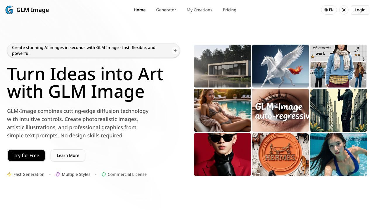 GLM-Image AI 网站截图