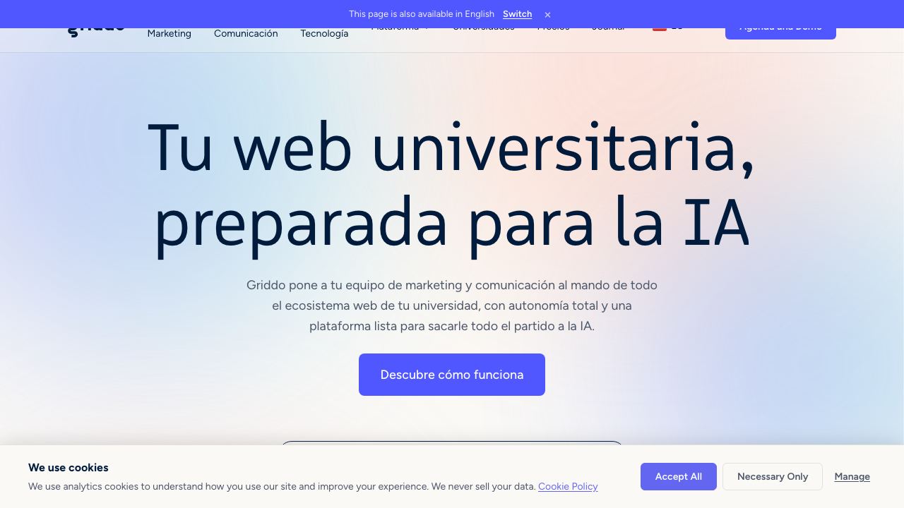 griddo website screenshot