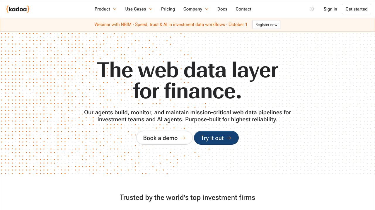 Kadoa website screenshot