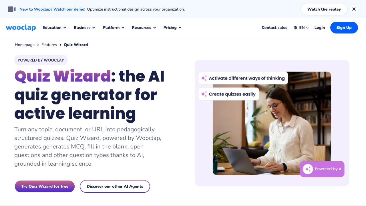 Quiz Wizard website screenshot