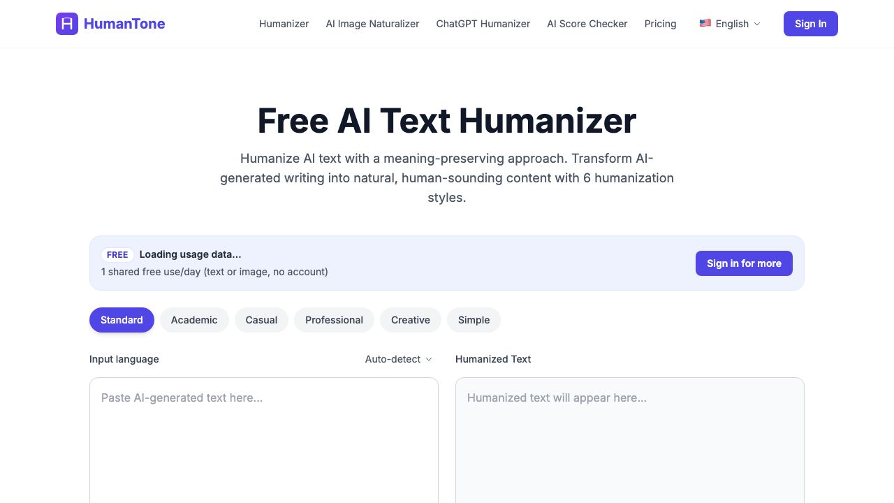 HumanTone 网站截图